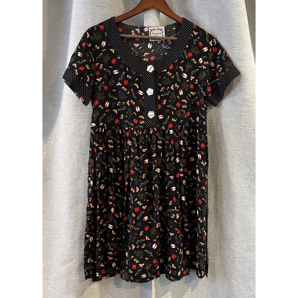 Vintage Novelty Dress Form Print Babydoll‎ Dress by Dressing Clio Small 90s